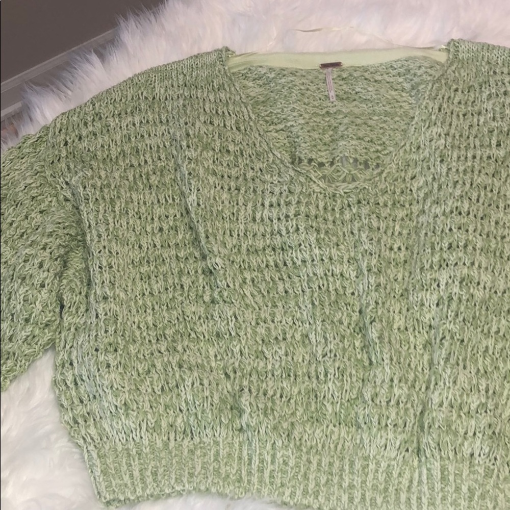 FREE PEOPLE Kiwi Cream ComboCoconut V-Neck Sweater - Picture 5 of 8